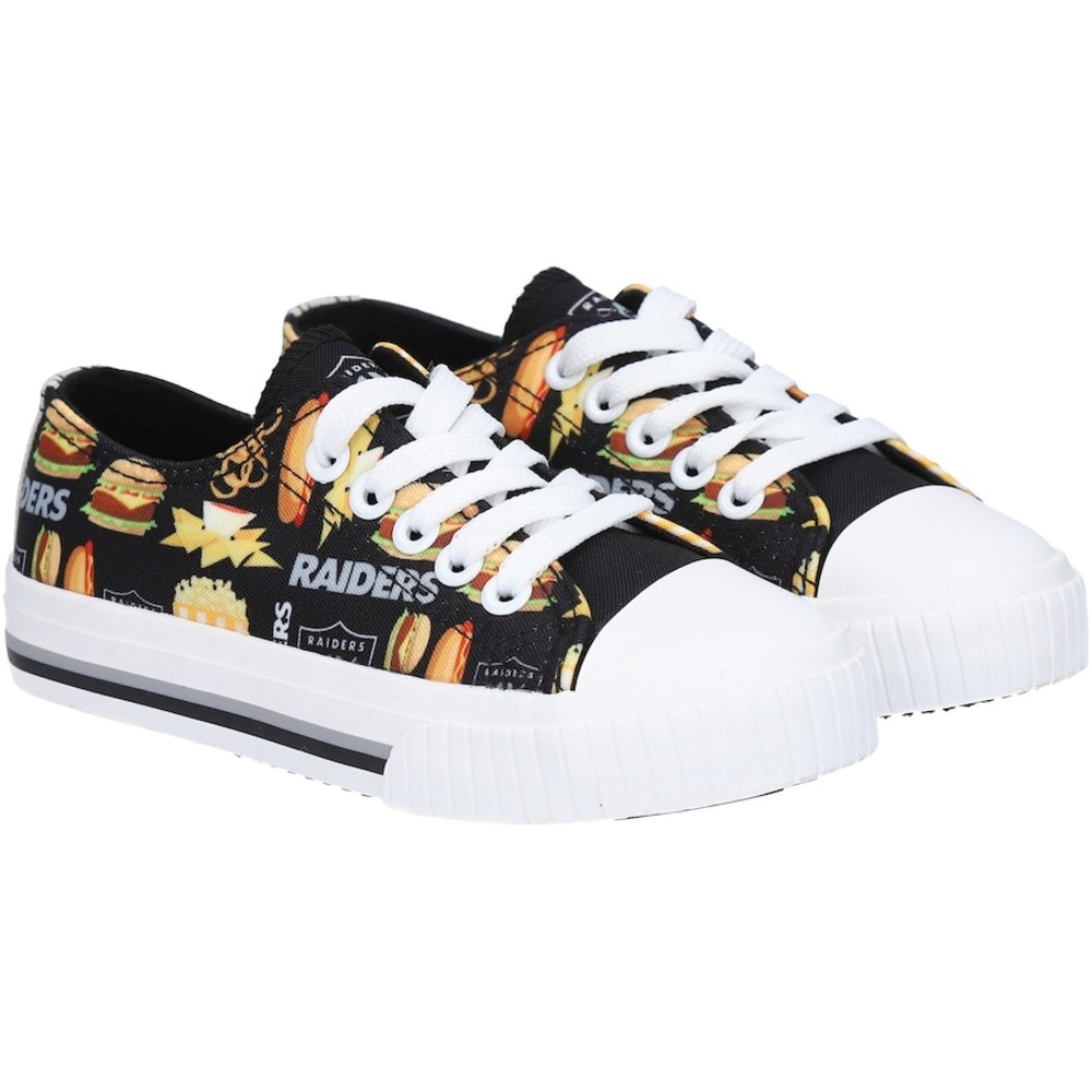 New Youth Las Vegas Raiders FOCO Food Print Low Top Canvas Sneakers Size 5-6